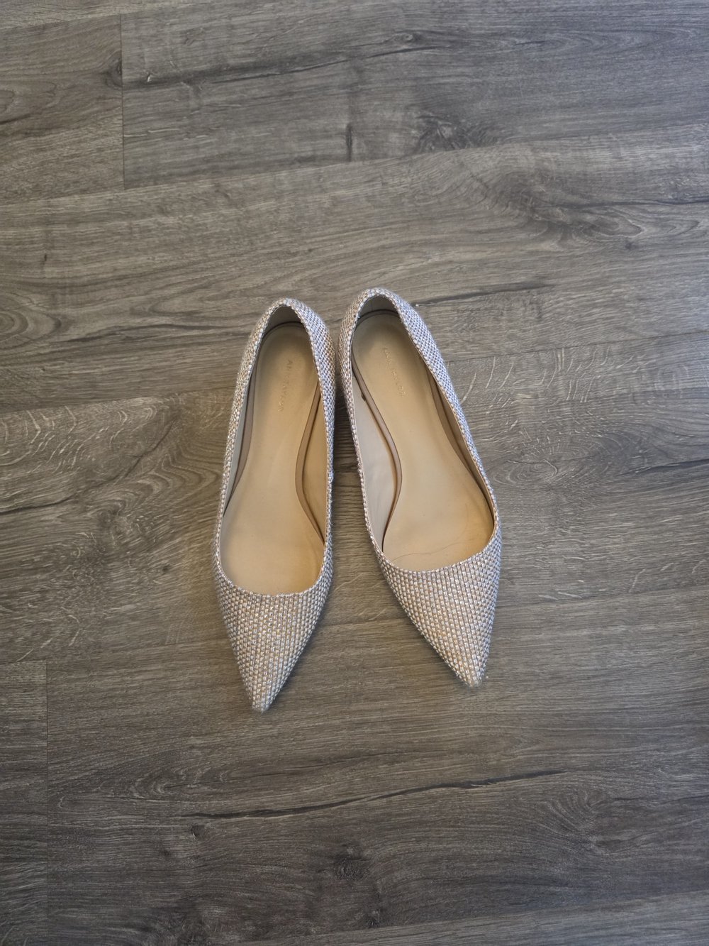 Ann Taylor Factory Glitter Pointed Toe Flats - Light Silver